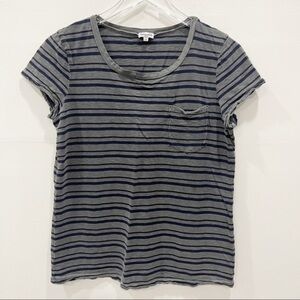 Splendid Short Sleeve Crewneck Stripe Tee Top T-Shirt Large Blue Grey
